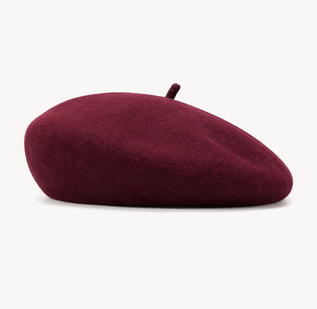 Béret femme en laine bordeaux – Style français