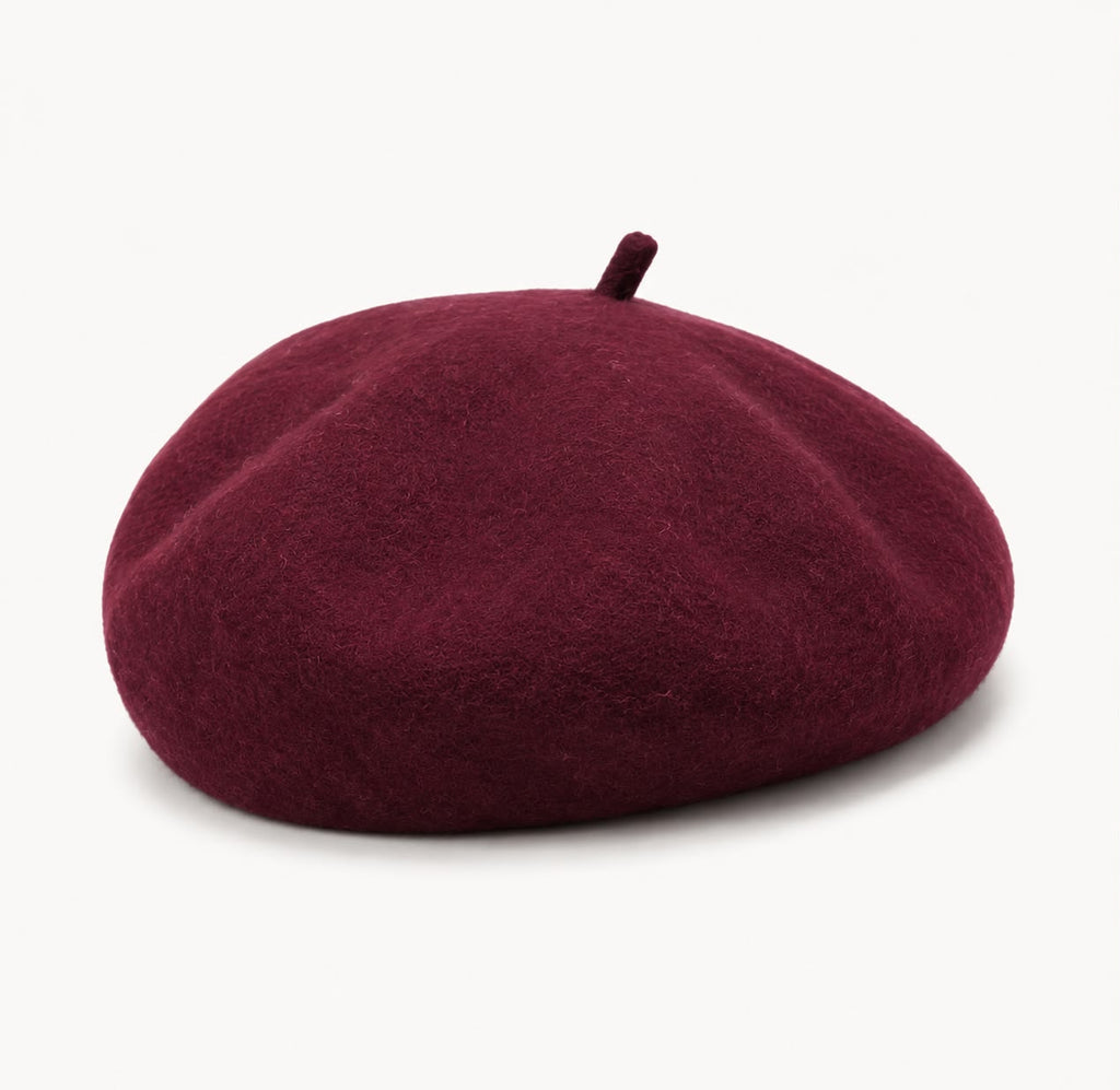 Béret femme en laine bordeaux – Style français