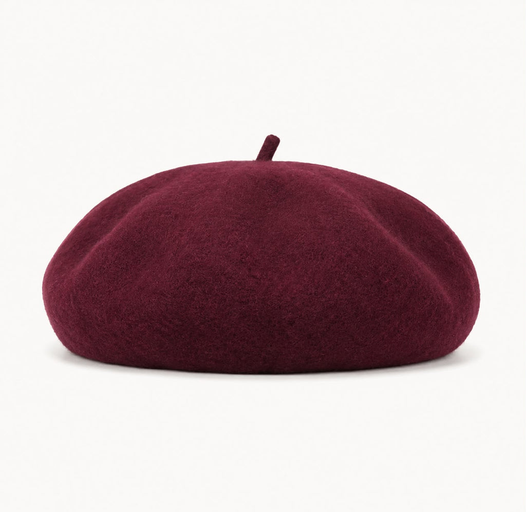 Béret femme en laine bordeaux – Style français
