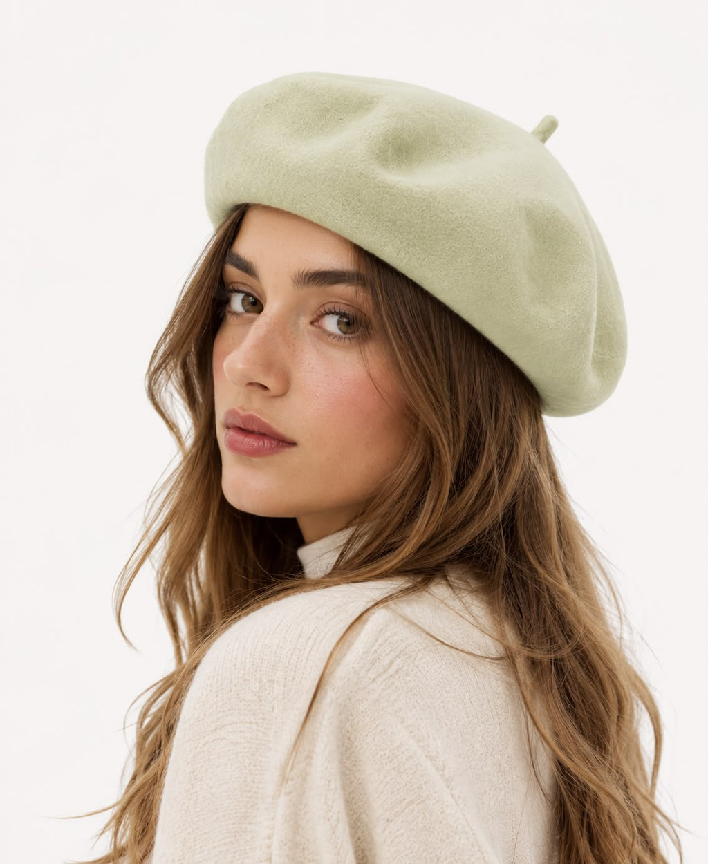 Béret femme en laine beige – Style français