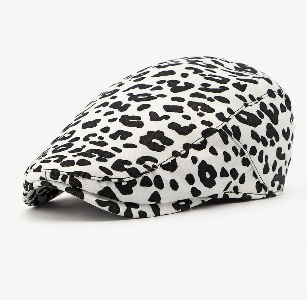 Casquette plate Montmartre – Léopard ivoire