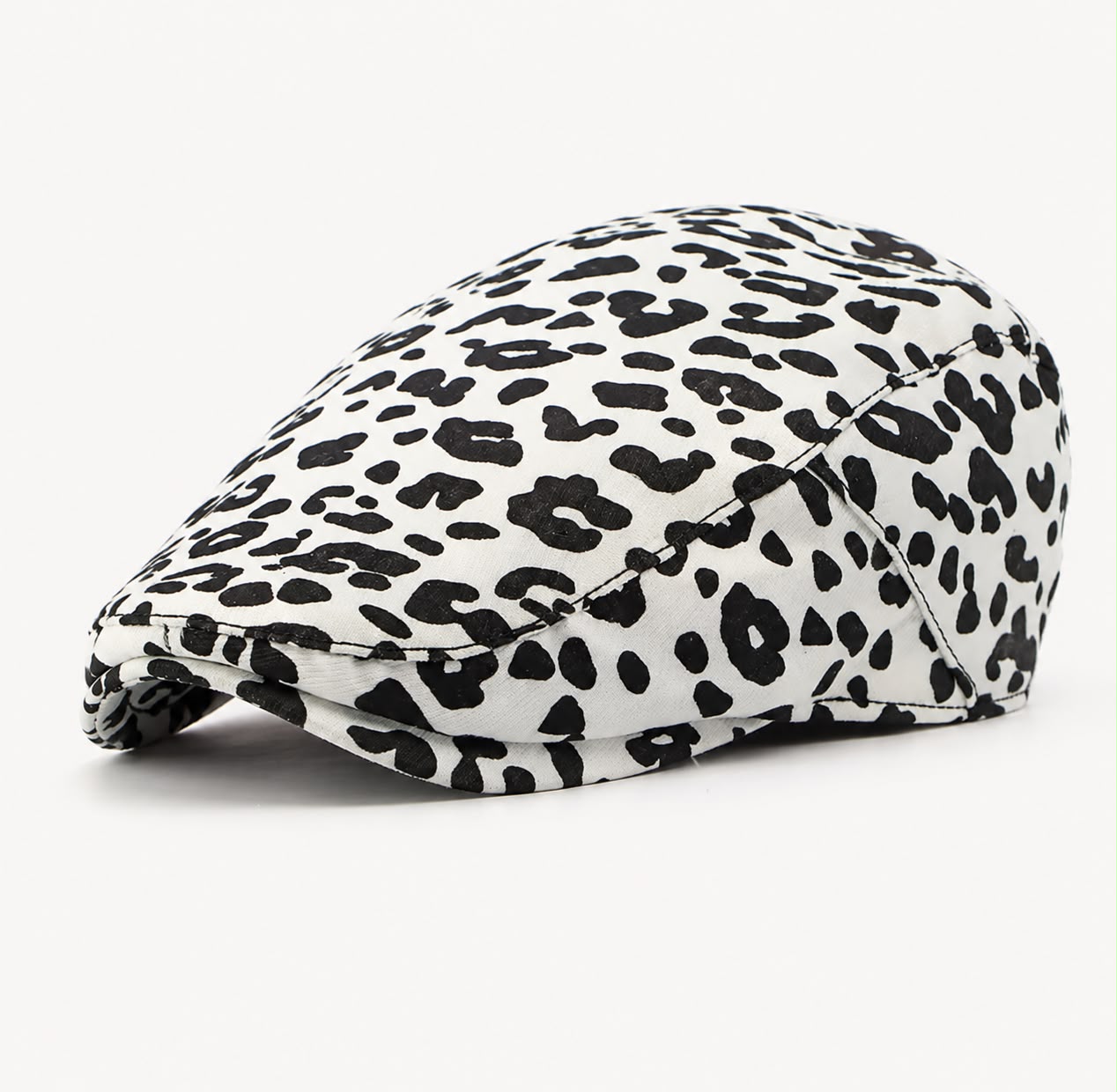 Casquette plate Montmartre – Léopard ivoire