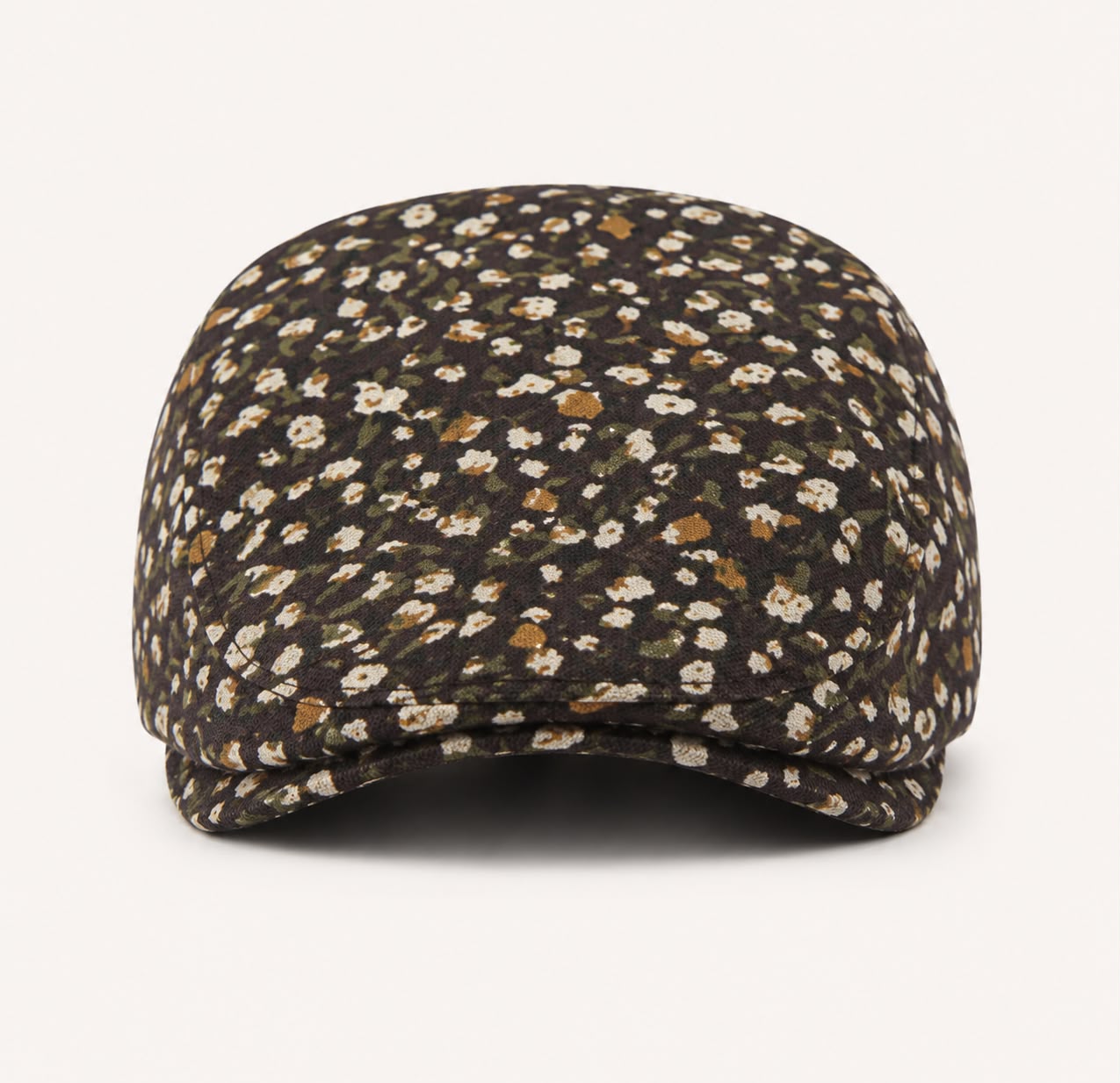 Casquette plate Montmartre – Noir petites fleurs
