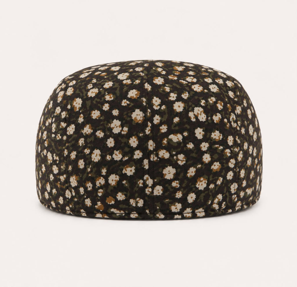 Casquette plate Montmartre – Noir petites fleurs