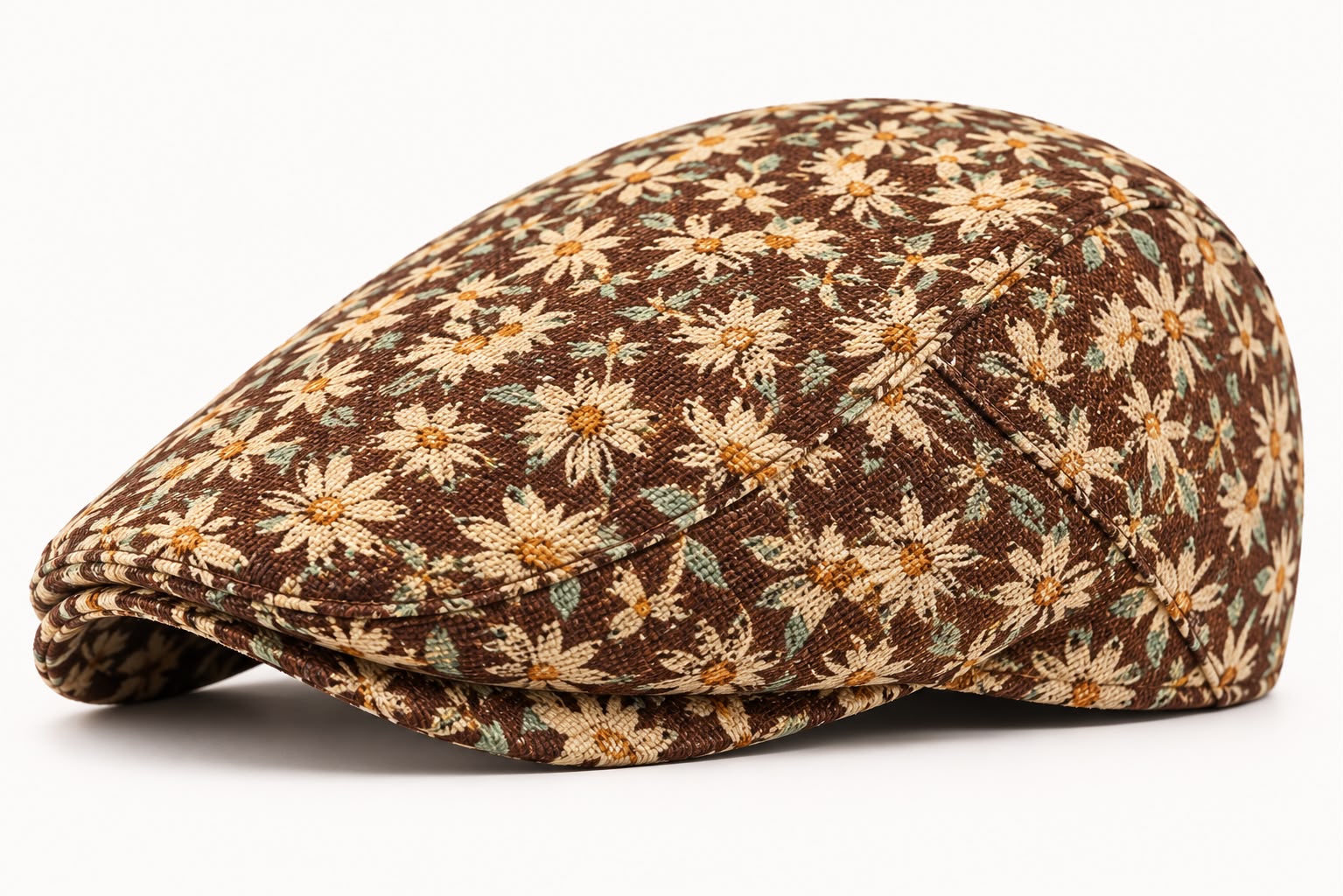 Casquette plate Montmartre – Marron café fleuri