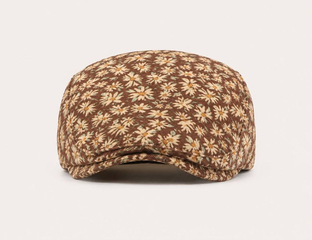 Casquette plate Montmartre – Marron café fleuri