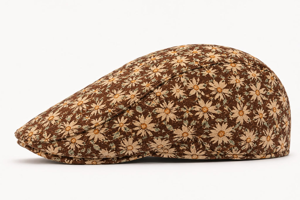 Casquette plate Montmartre – Marron café fleuri