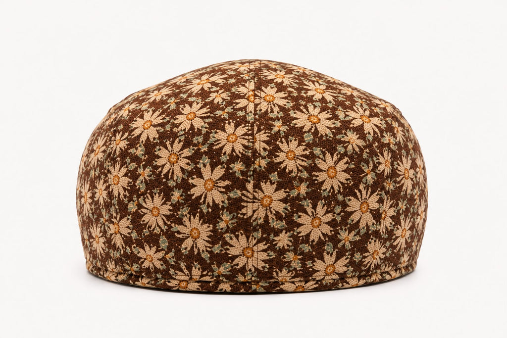 Casquette plate Montmartre – Marron café fleuri