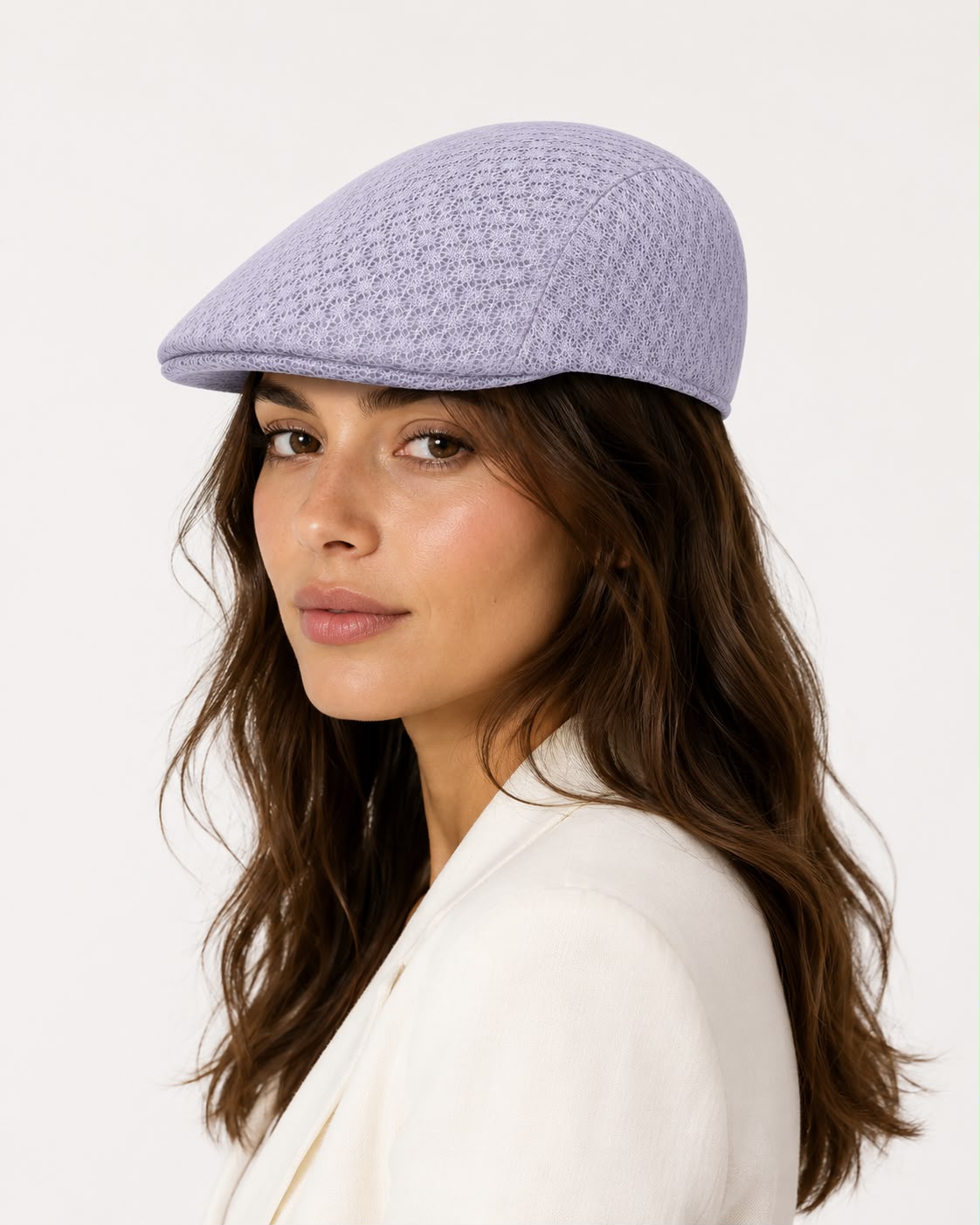 Casquette plate d’été en maille Marceau – Blanc