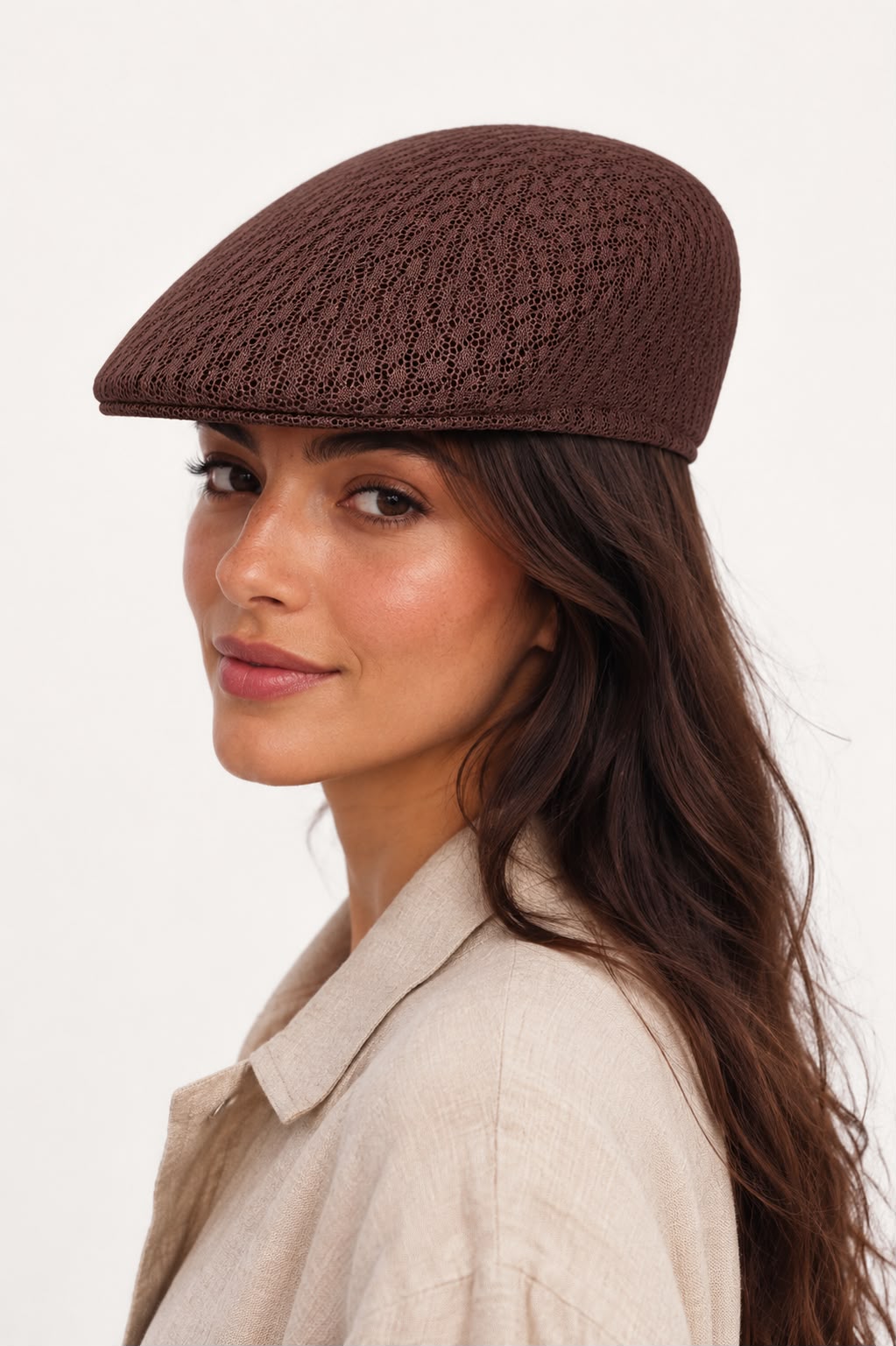 Casquette plate d’été en maille Marceau – Marron café