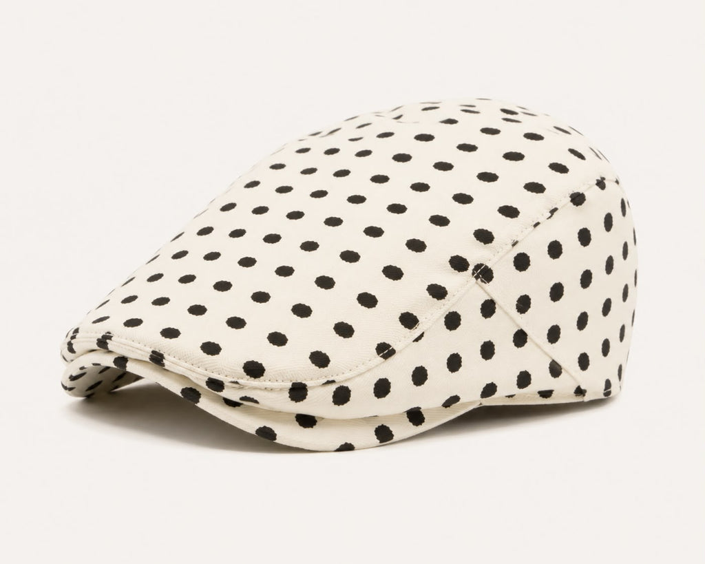 Casquette plate Montmartre – Beige à pois