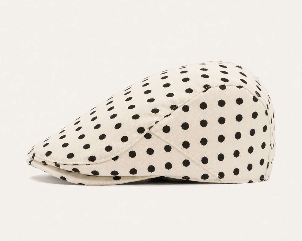 Casquette plate Montmartre – Beige à pois