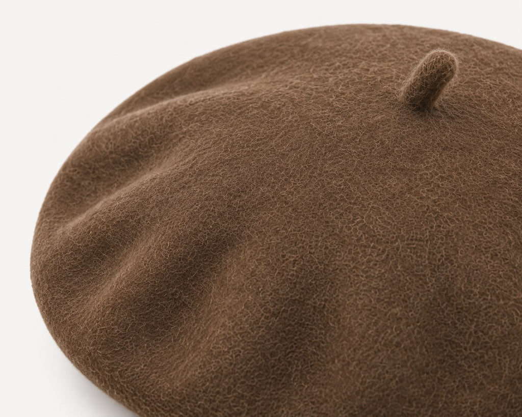 Béret Femme en Laine Marron Café – Chapeau Chaud Style Français