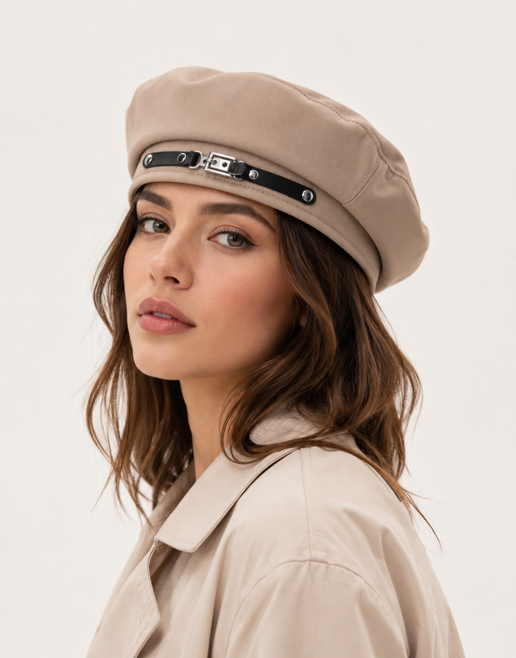 Béret femme kaki à boucle – Élégant quatre saisons