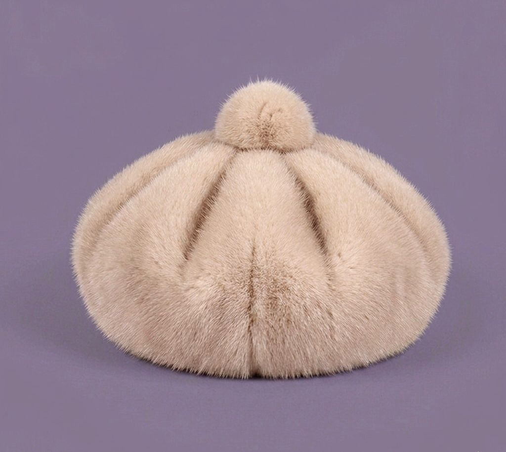 Béret femme fourrure beige – Béret chaud hiver style artiste peintre