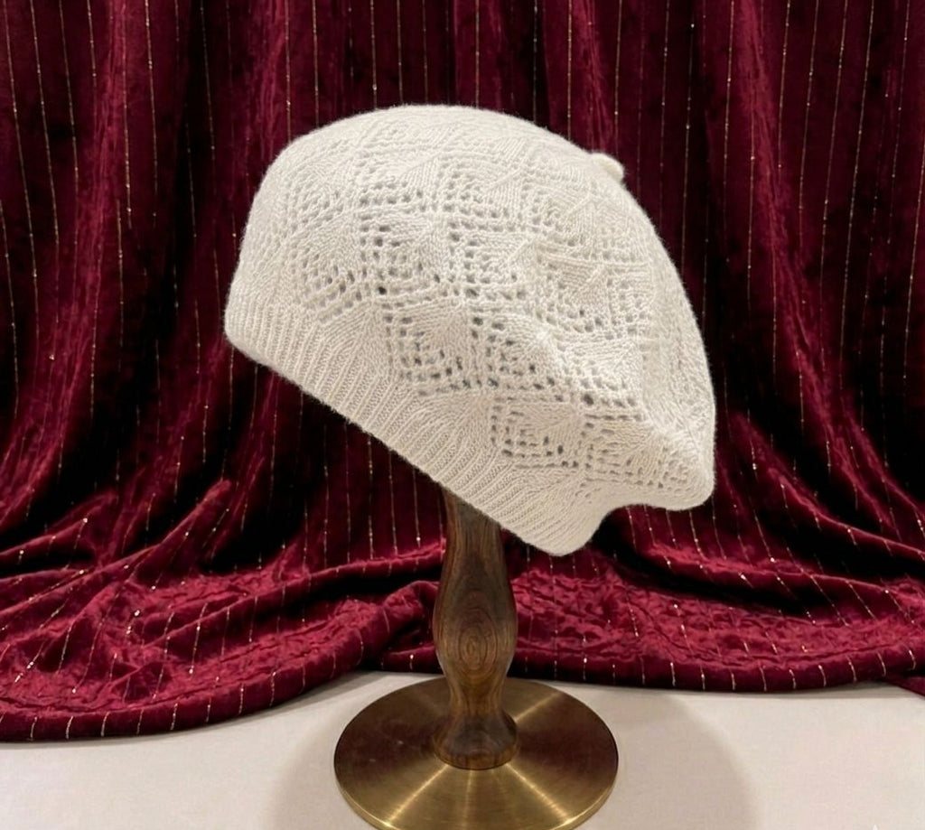 Béret Femme Beige en Acrylique – Bonnet Tricoté Léger Style Français
