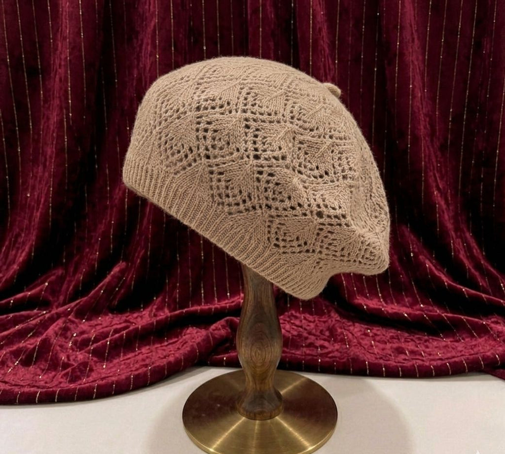 Béret Femme Marron en Acrylique – Bonnet Tricoté Léger Style Français