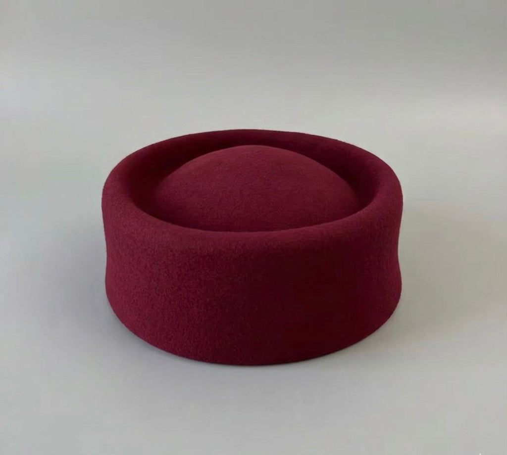 Béret femme laine rouge bordeaux concave top – Béret vintage élégant hiver