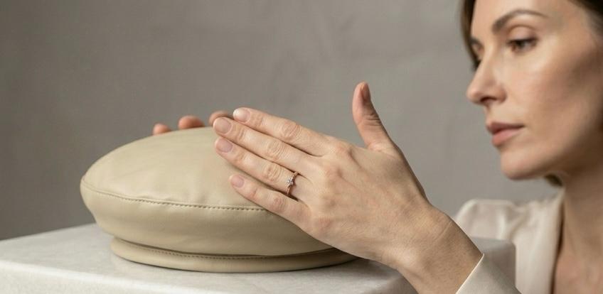 Béret vintage cuir PU femme beige – Béret élégant style français automne hiver
