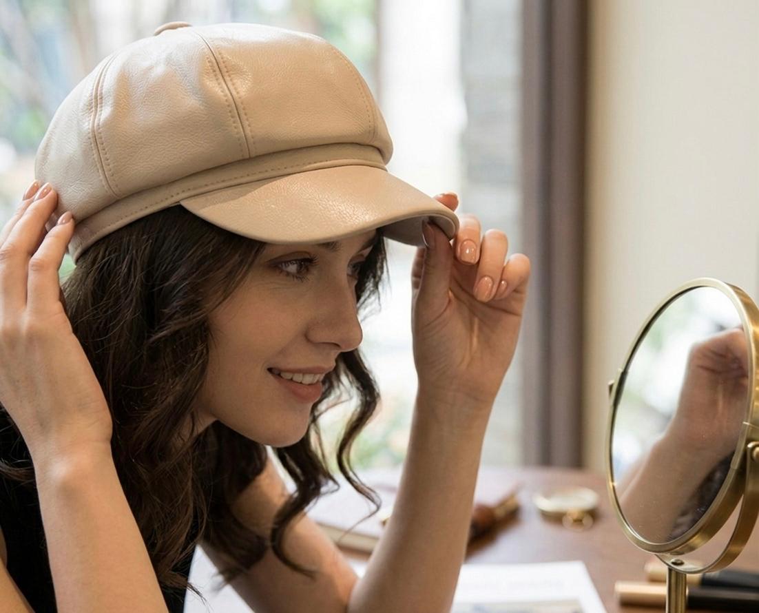 Casquette de peintre beige femme – Accessoire automne hiver vintage et élégant