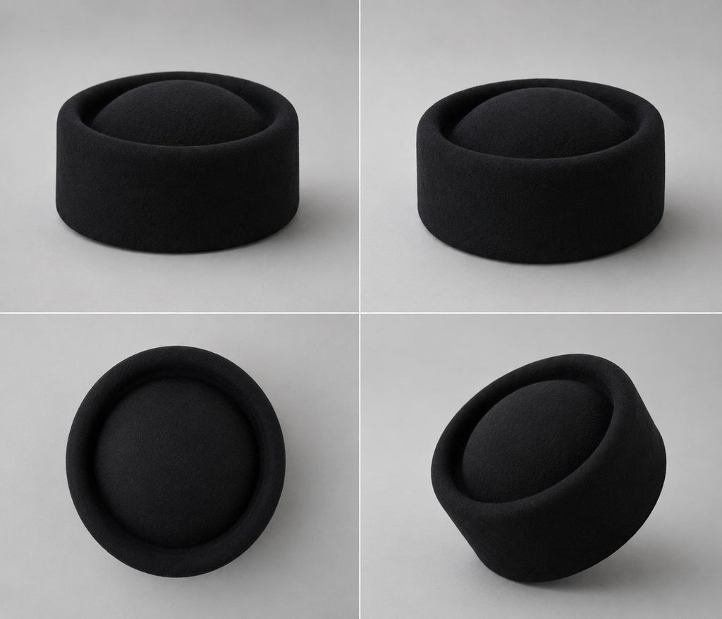 Béret femme laine noir concave top – Béret élégant vintage hiver