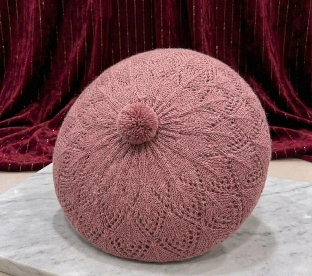 Béret Femme Rose en Acrylique – Bonnet Tricoté Léger Style Français