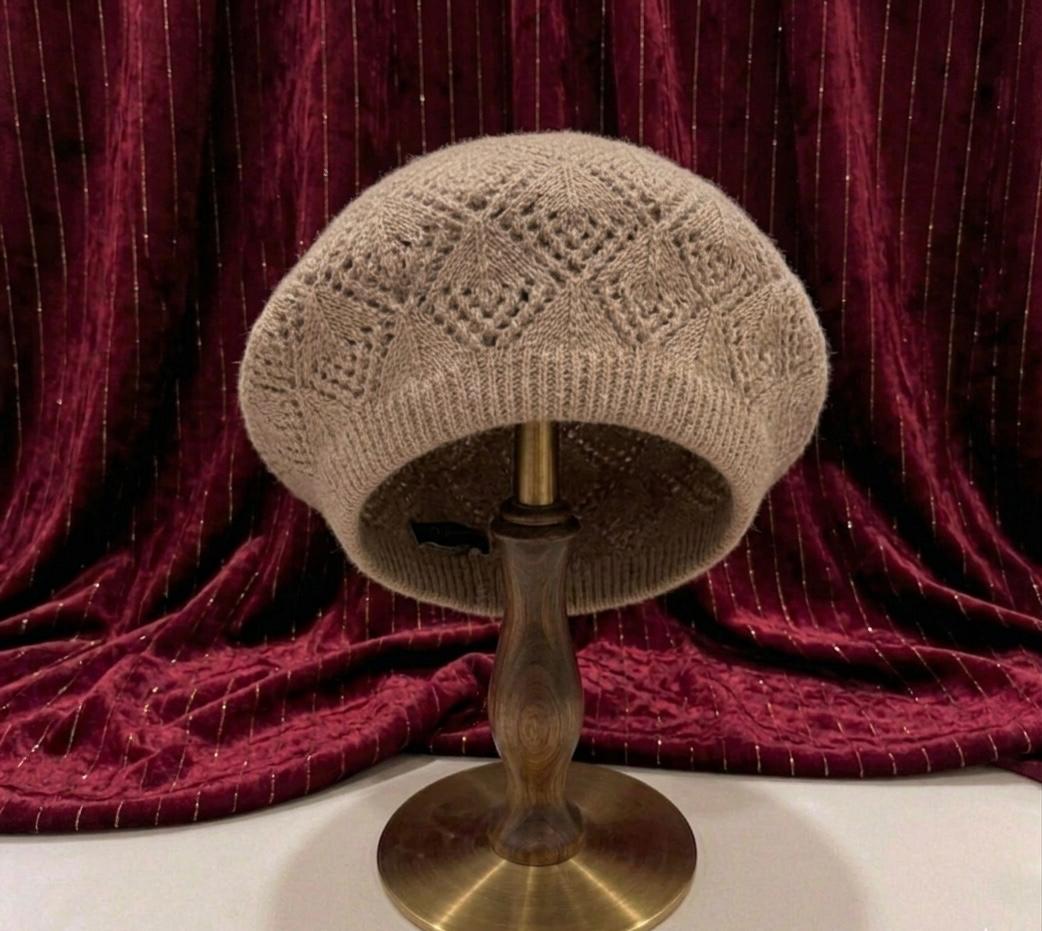 Béret Femme Marron en Acrylique – Bonnet Tricoté Léger Style Français