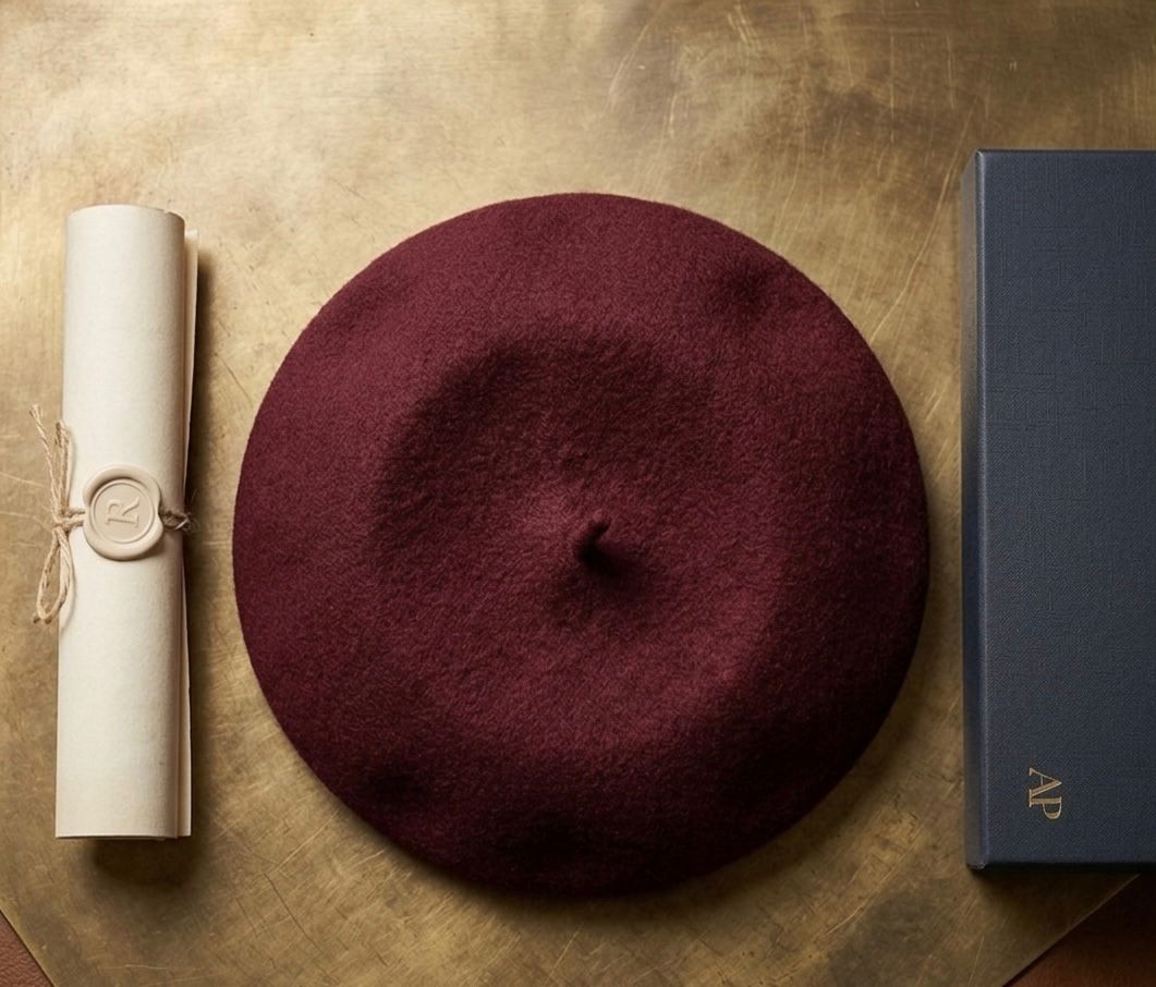 Béret laine hiver femme rouge violacé