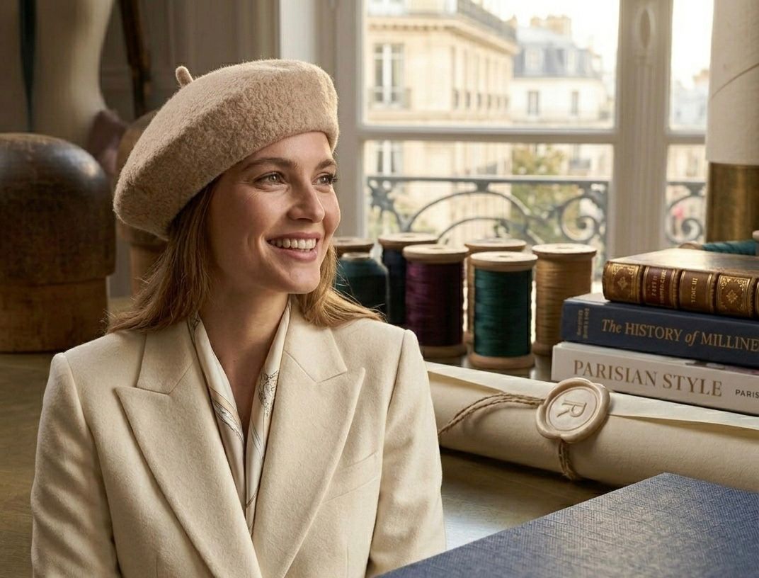 Béret laine hiver femme beige