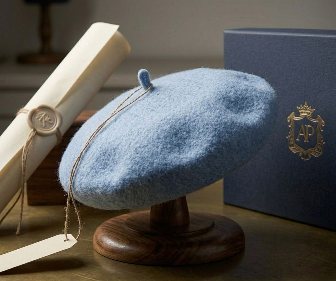 Béret laine hiver femme bleu ciel