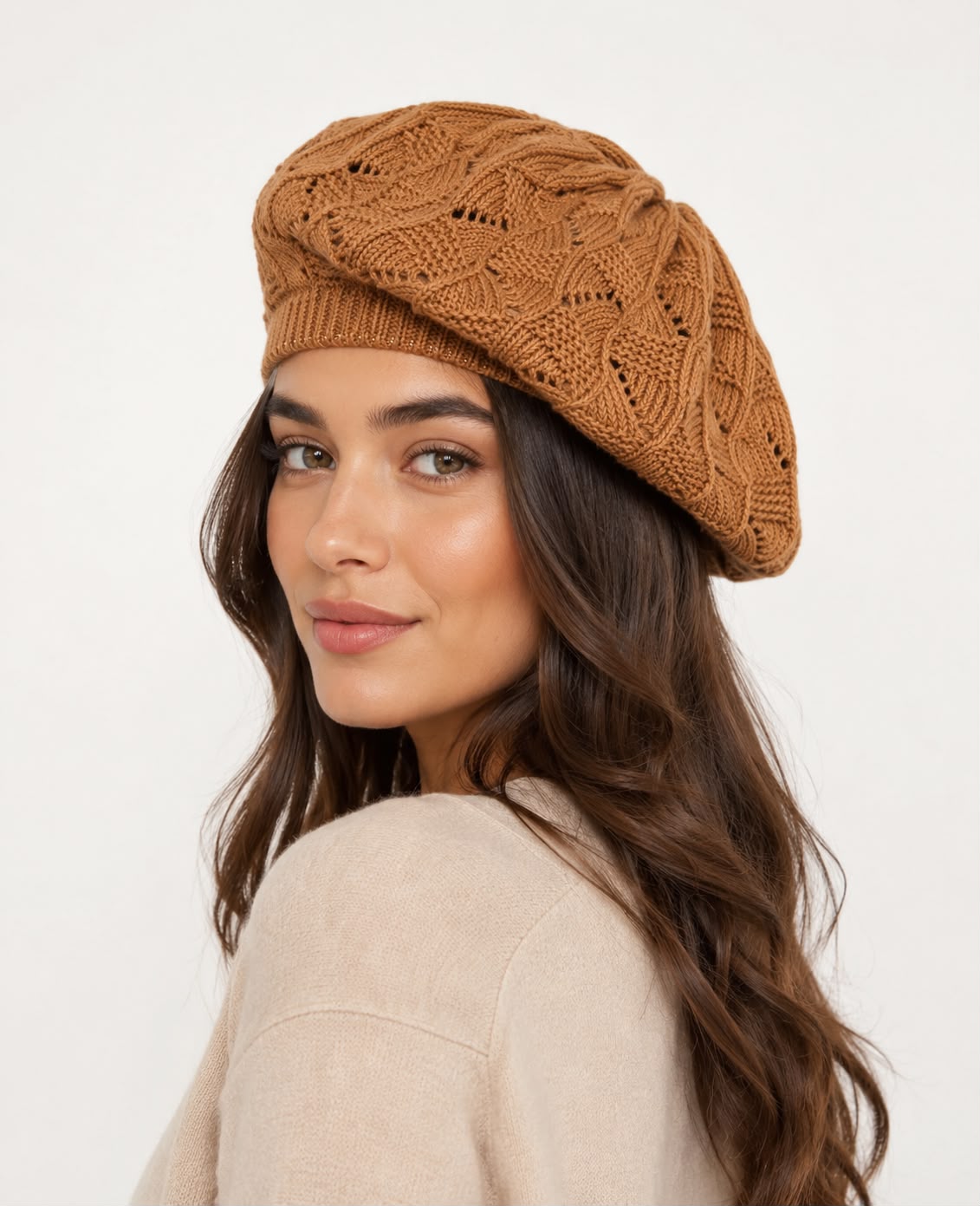 Béret Femme Camel | Tricot Acrylique