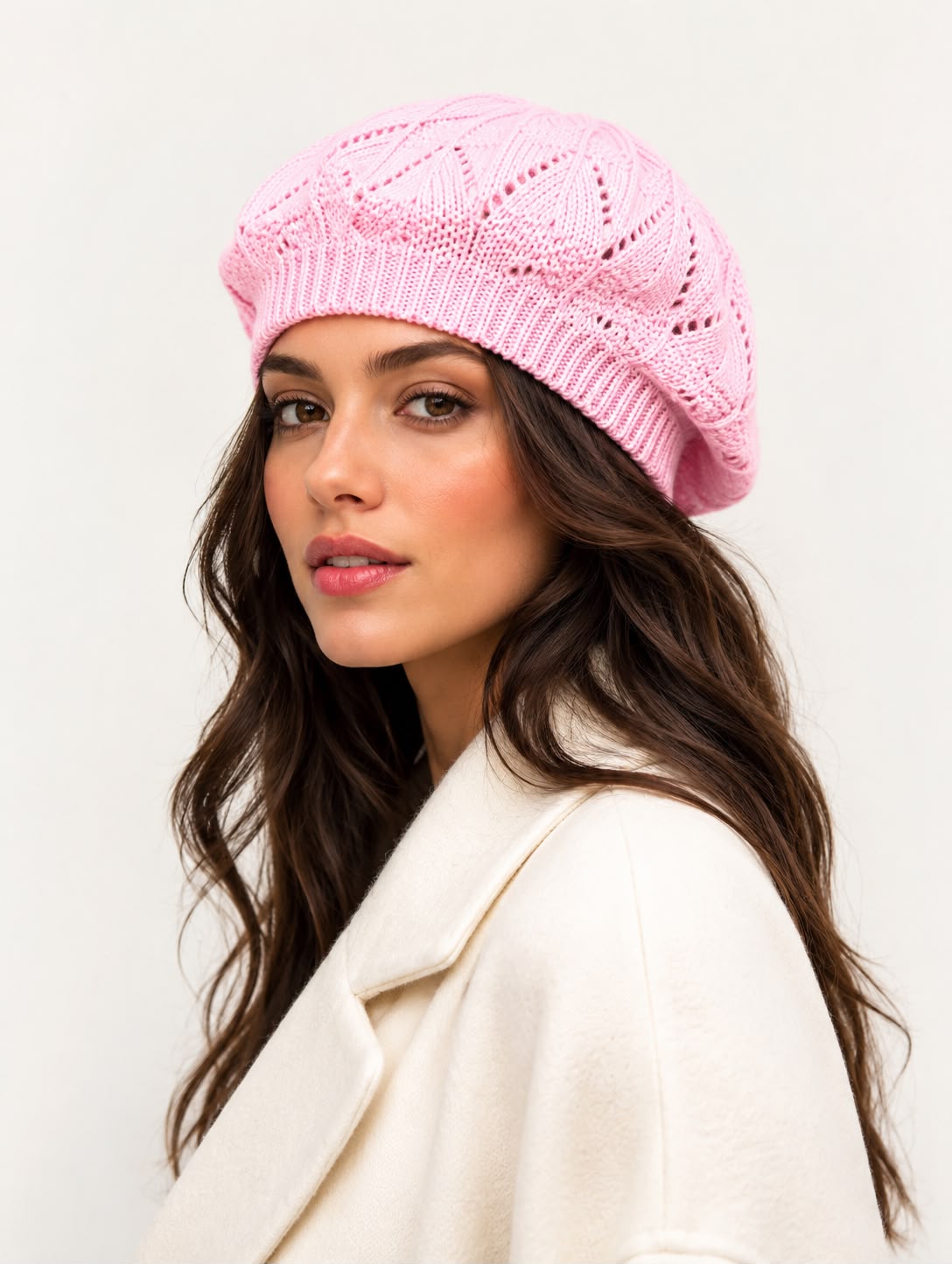 Béret Femme Rose Pastel | Tricot Acrylique