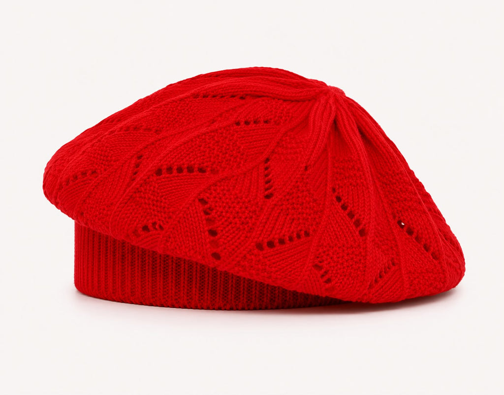 Béret Femme Rouge Foncé | Tricot Acrylique