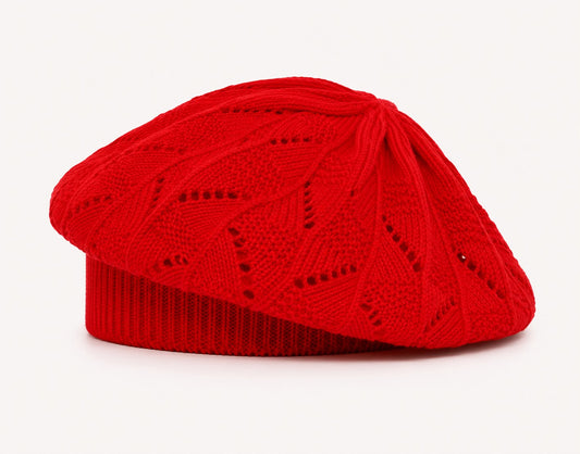 Béret Femme Rouge Foncé | Tricot Acrylique