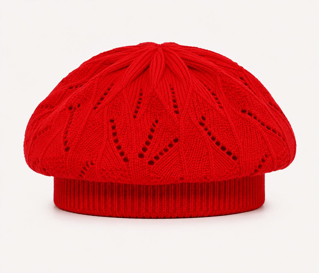 Béret Femme Rouge Foncé | Tricot Acrylique