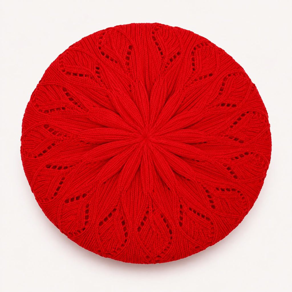 Béret Femme Rouge Foncé | Tricot Acrylique