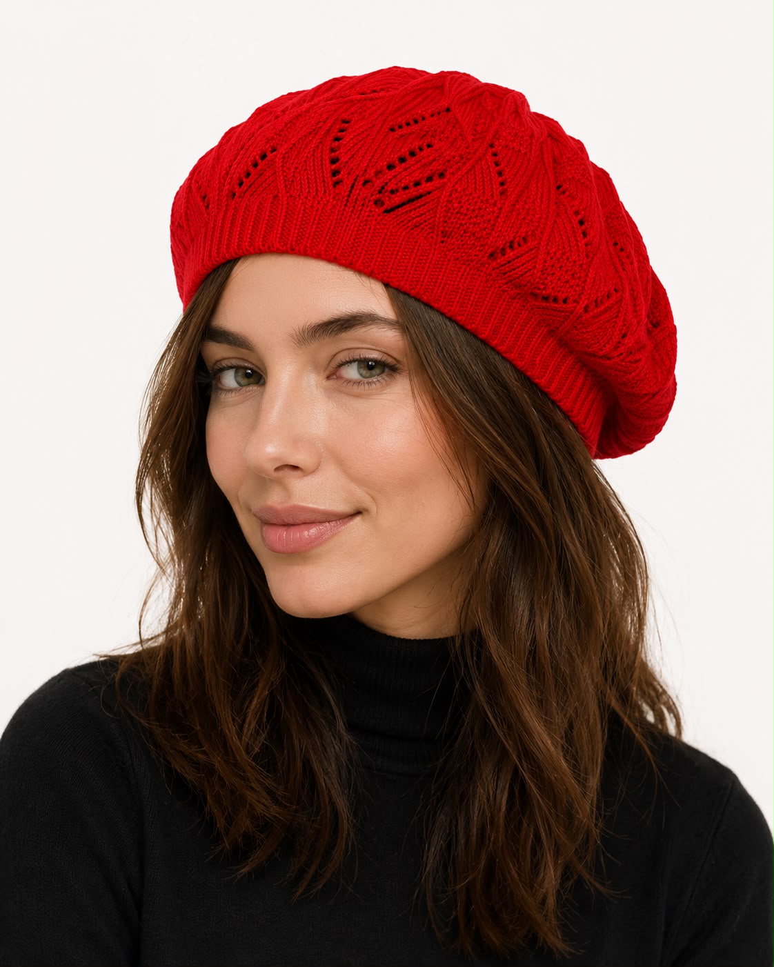 Béret Femme Rouge Foncé | Tricot Acrylique