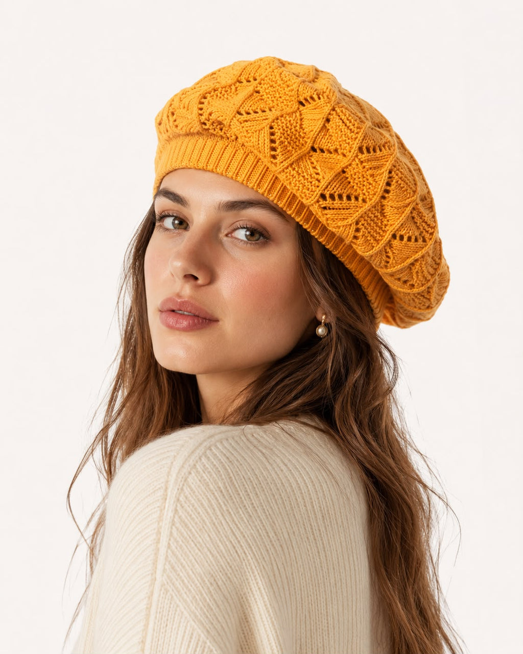 Béret Femme Jaune Moutarde | Tricot Acrylique