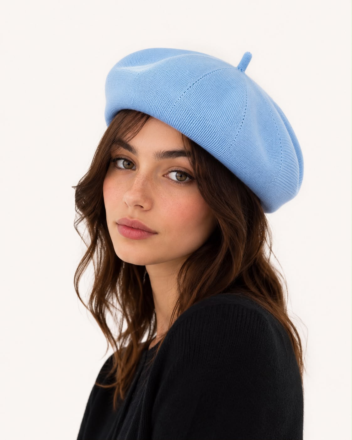 Casquette Béret Femme Bleu | Coton Tricoté