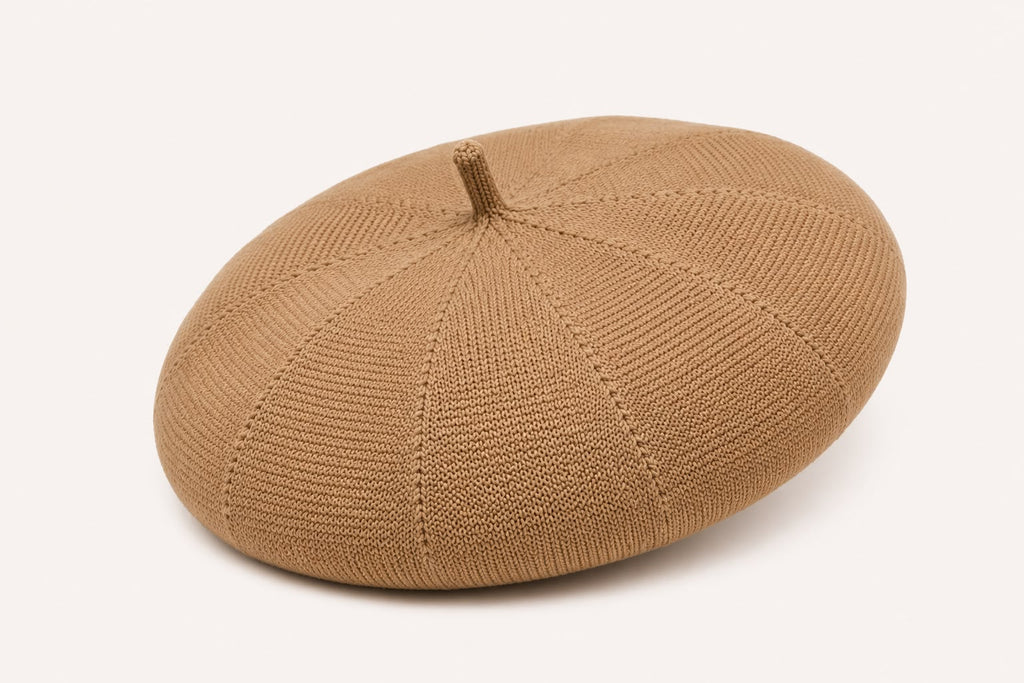 Casquette Béret Femme Brun | Coton Tricoté