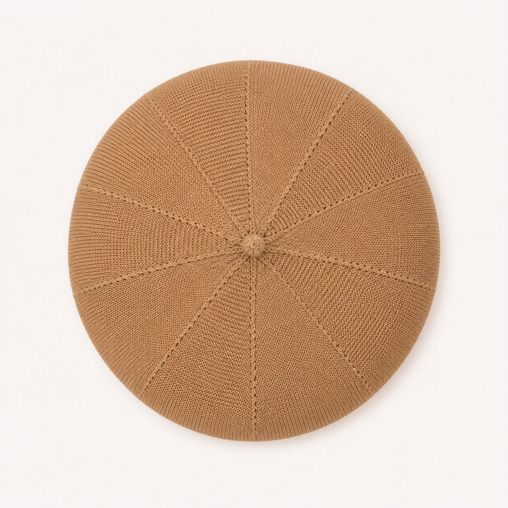 Casquette Béret Femme Brun | Coton Tricoté