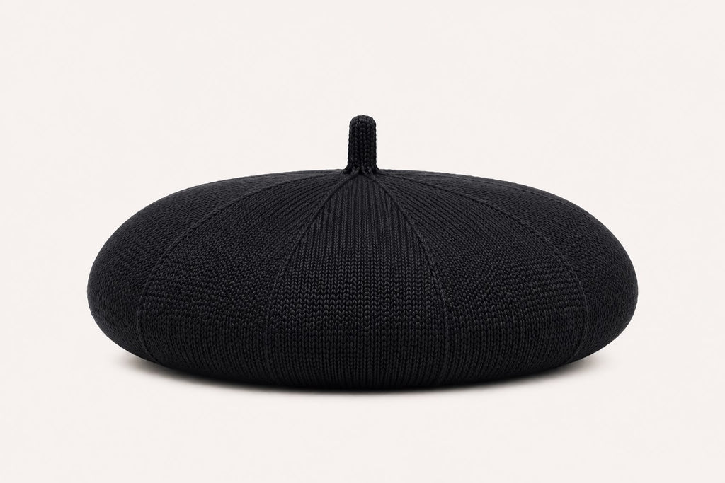 Casquette Béret Femme Noir | Coton Tricoté