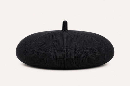 Casquette Béret Femme Noir | Coton Tricoté