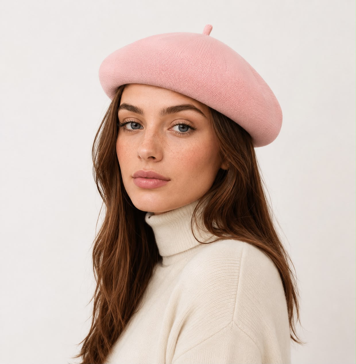 Casquette Béret Femme Rose | Coton Tricoté