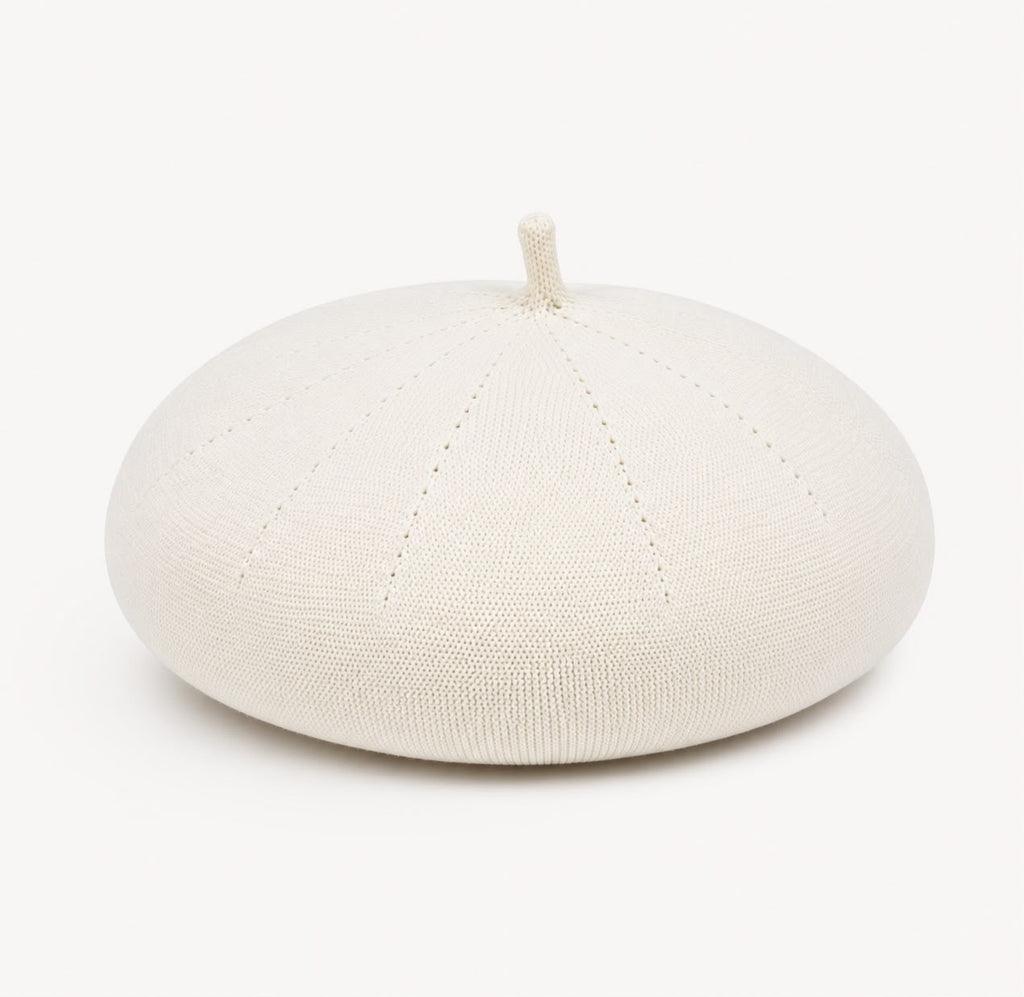 Casquette Béret Femme Blanc | Coton Tricoté