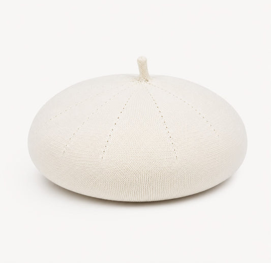 Casquette Béret Femme Blanc | Coton Tricoté
