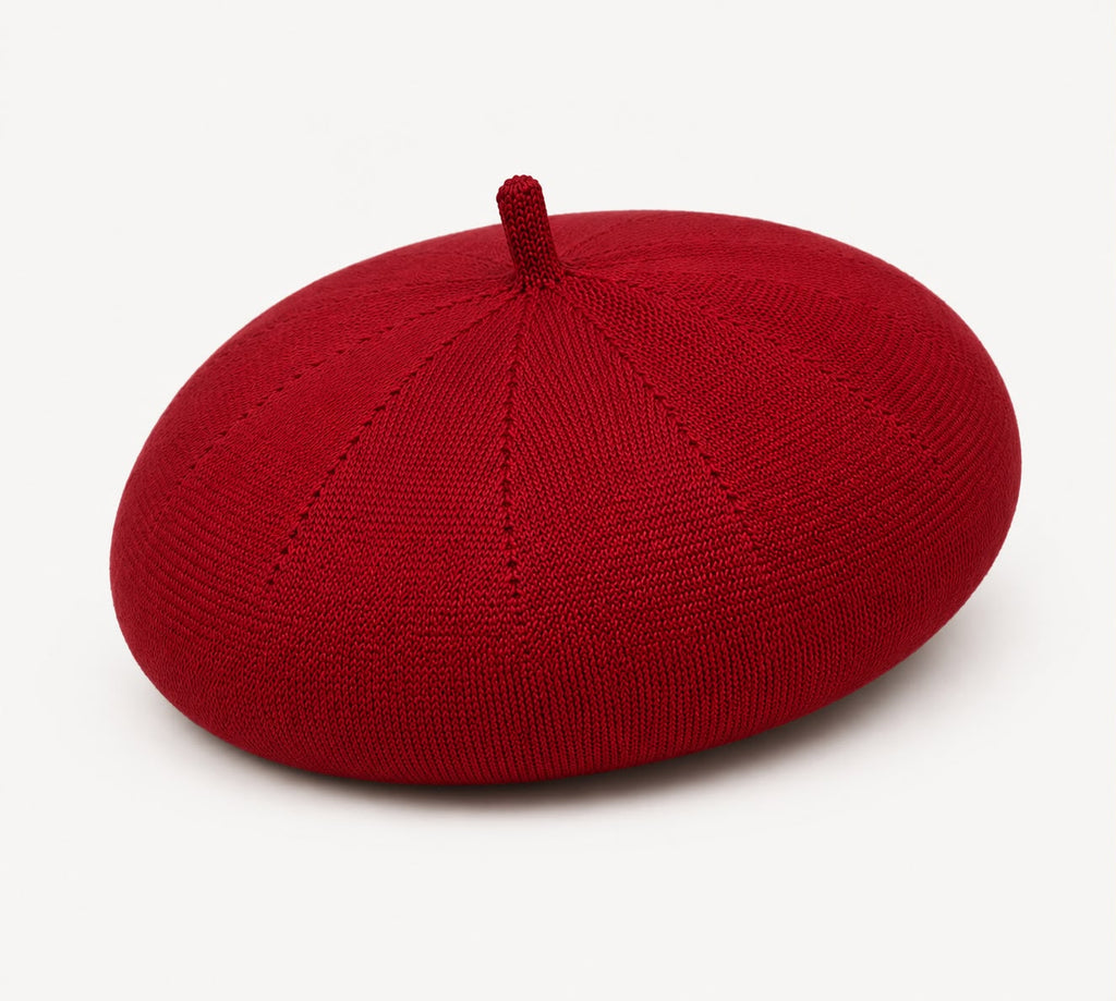 Casquette Béret Femme Rouge | Coton Tricoté