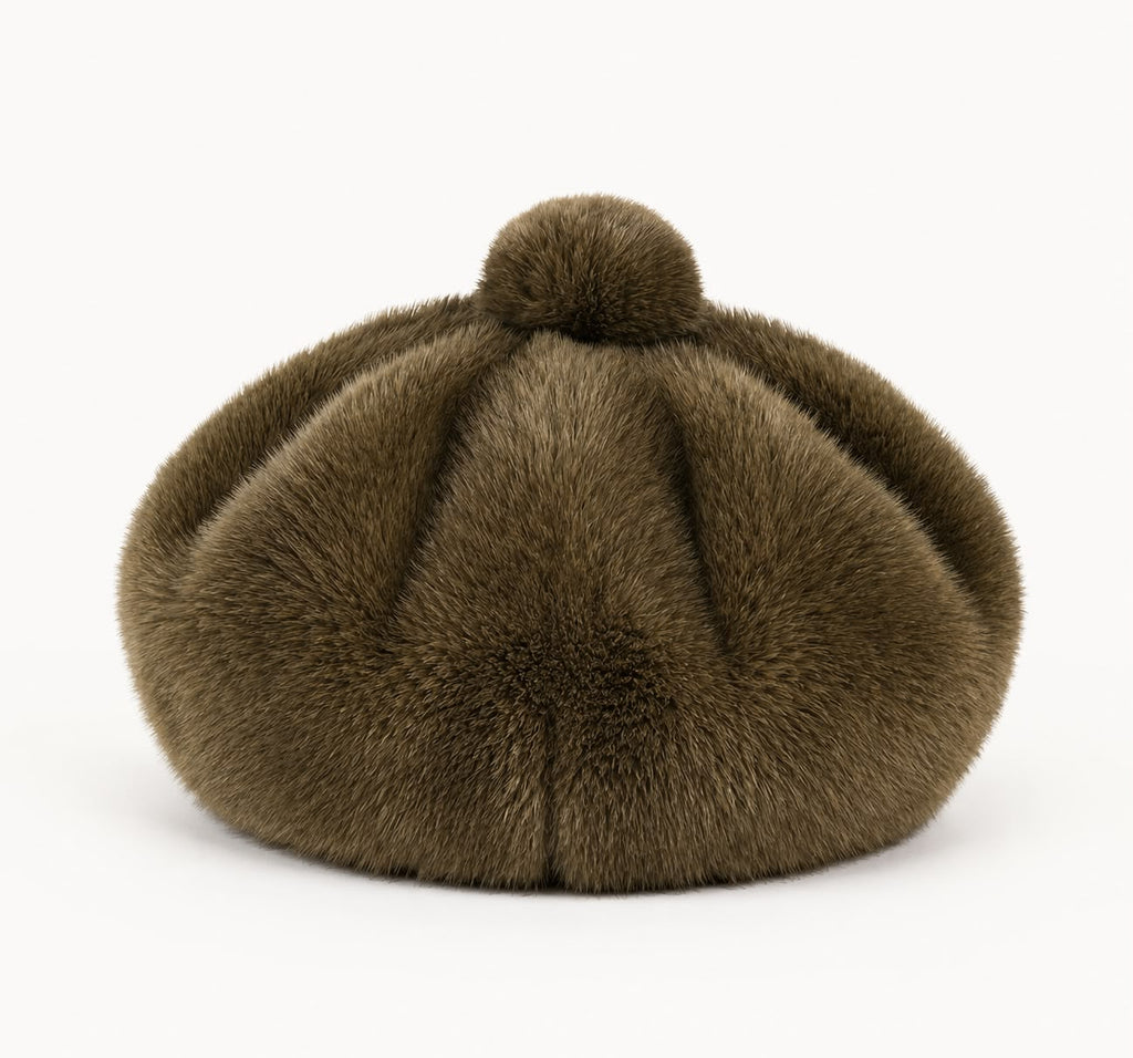 Béret Femme en Fourrure Marron | Élégance Hivernale