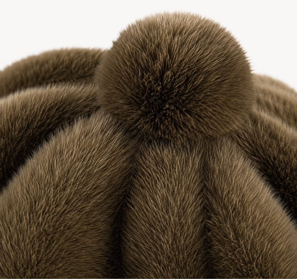 Béret Femme en Fourrure Marron | Élégance Hivernale