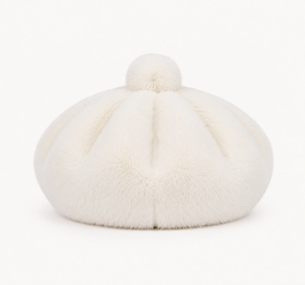 Béret Femme en Fourrure Blanc | Élégance Hivernale